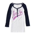 thumbnail image 1 of Aeropostale Nyc Raglan Henley Shirt para mujer, blanco, pequeño Aeropostale henley, 1 of 1