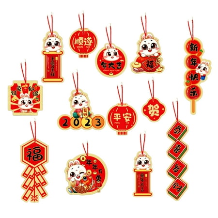 

JWF Mall New Year Pendant with Blessing Words Cartoon Pattern 2023 Chinese Spring Festival Rabbit Hanging Ornament for Bedroom