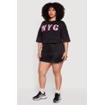 thumbnail image 3 of Women's Plus Size Acid Wash NYC Graphic Cropped Tee, 3 of 4