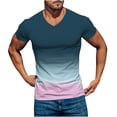thumbnail image 2 of hoksml Cute Tops,Men Casual V-neck Gradient Printing Pullover Fitness Sports Shorts Sleeves T Shirt Blouse Men's Graphic T-shirts, 2 of 5