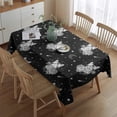 thumbnail image 2 of Black White Cat Rose Moon Star Pattern Rectangle Tablecloth 60"x84",Waterproof Polyester Rectangle Table Cloth, Wipeable Spillproof Polyester Tablecloth for Dining, Camping, Indoor and Outdoor, 2 of 5