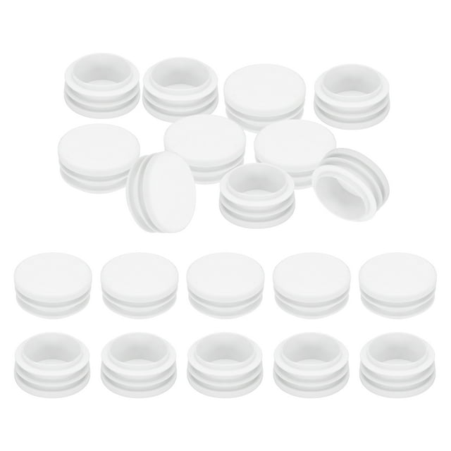 Tapas de Tubo de Plástico Uxcell 1-1/4"OD, 20Pcs Tapón Redondo, Blanco