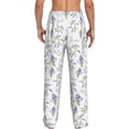 thumbnail image 3 of Uemuo Lavender Flowers Pattern Men's Wide Leg Palazzo Lounge Pants with Pockets Light Weight Loose Comfy Casual Pajama Pants-Small, 3 of 9