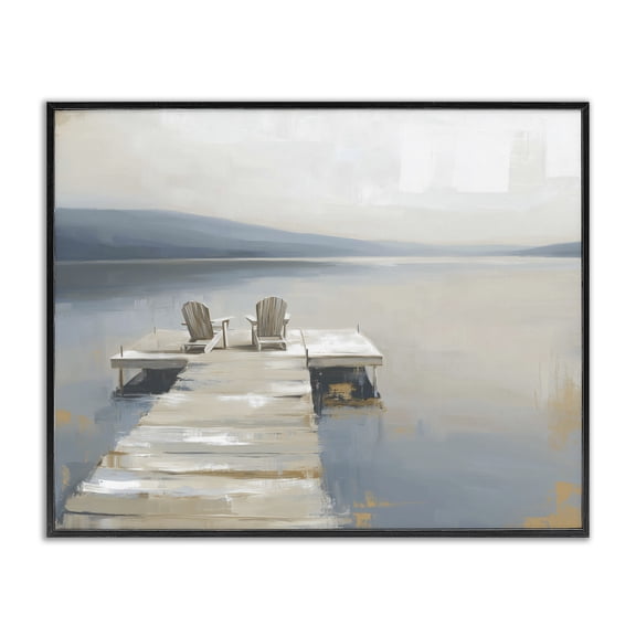 Stupell Industries Traditional Adirondack Chairs on Pier Black Framed Giclee Art, 14 x 11, by Kim Curinga
