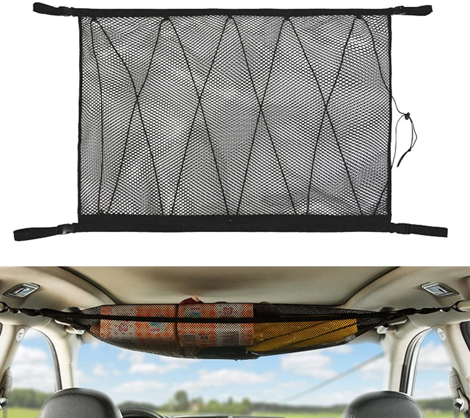 Car Ceiling Storage Net Pocket, Universal Car Roof Interior Cargo Net