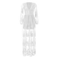 thumbnail image 4 of ANINEO Womens V-Neck Button Fashion Lace Long Dress Long Sleeve Wave Dress, 4 of 9