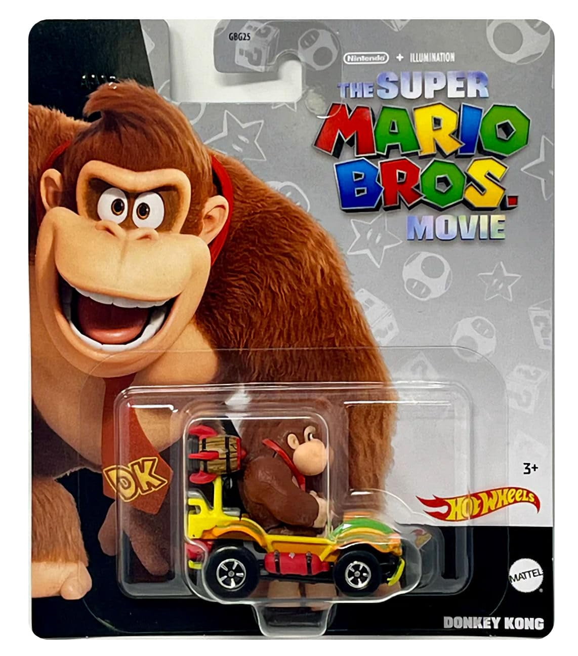 Hot Wheels Super Mario Bros. Movie Character Cars 4‑Pack, Mario, Toad, Koopa & Donkey Kong, Die‑Cast 1:64 Scale Vehicles, Ages 3+