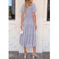 thumbnail image 4 of PRETTYGARDEN Women's 2025 Summer Casual Midi Dresses Square Neck Short Sleeve Smocked A Line Floral Flowy Elegant Boho Dress, 4 of 7
