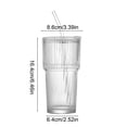 thumbnail image 2 of SIYTUAU Simple Transparent Straw Cup Vertical Striped Glass With Lid For Water Juice Coffee 600Ml Glass, 2 of 7