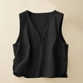 thumbnail image 2 of Annhoo Womens Cotton Linen Vest V Neck Sleeveless Tops Summer Casual Loose Going out Vest with Pockets, 2 of 6