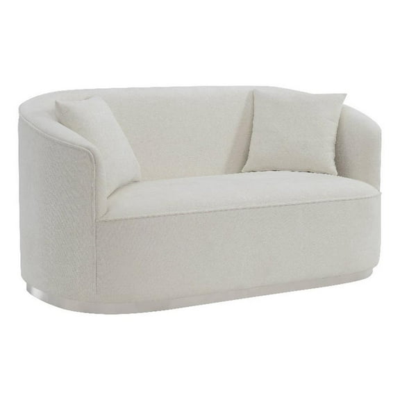 Pemberly Row Contemporary Upholstered Loveseat with 2 Pillows in Beige