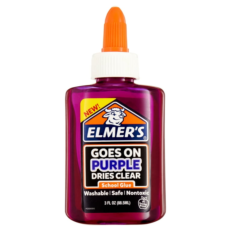 Elmer's School Glue, Goes on Purple Dries Clear