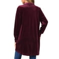 thumbnail image 3 of INSPIRE CHIC Women's Velvet Button Down T Shirts Swing Mini Dress Casual Long Sleeve Lapel Tunic Tops, 3 of 5