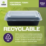 CIAO! Heavy Weight 24oz Injection Molded Microwavable Black Rectangular Food Container With Lid (150/case)