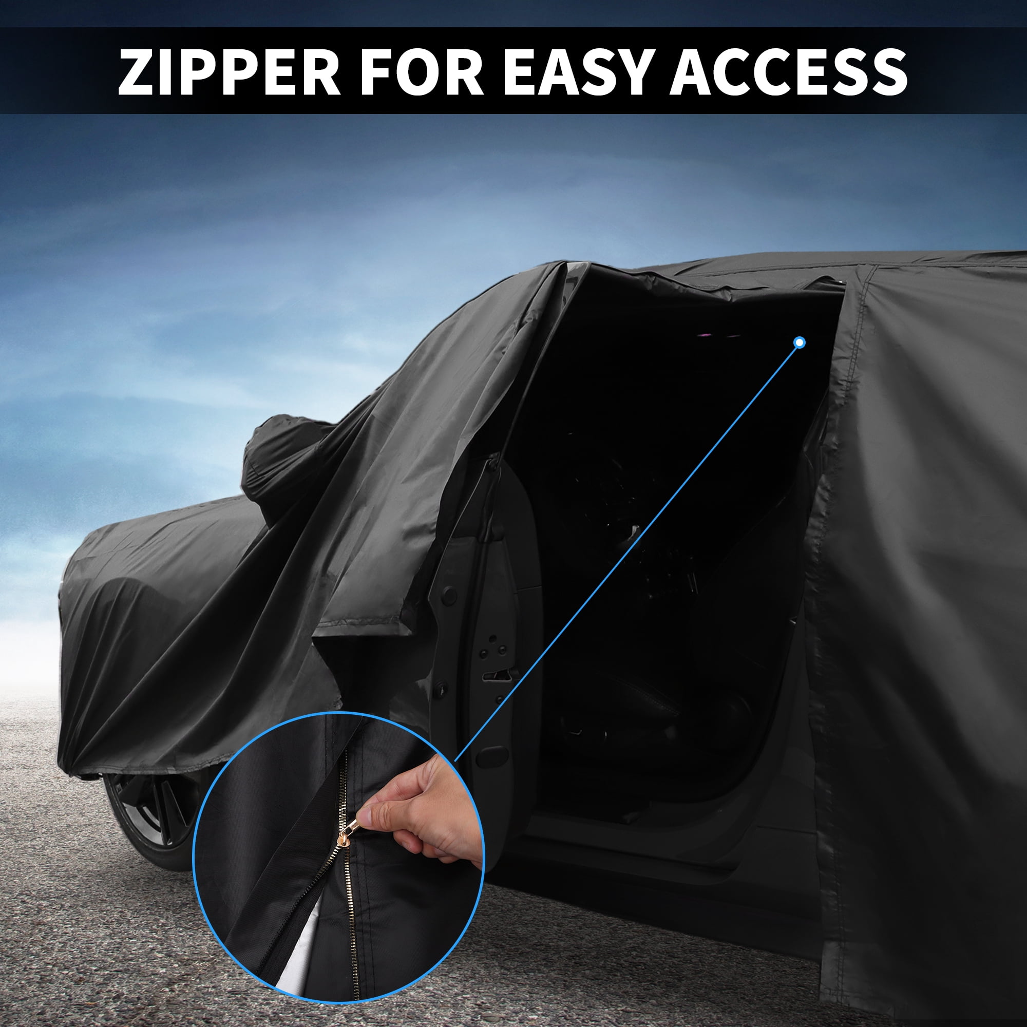 Unique Bargains Car Cover 210D-PU Oxford Outdoor Full Car Cover Waterproof Windproof Black for Ford Bronco