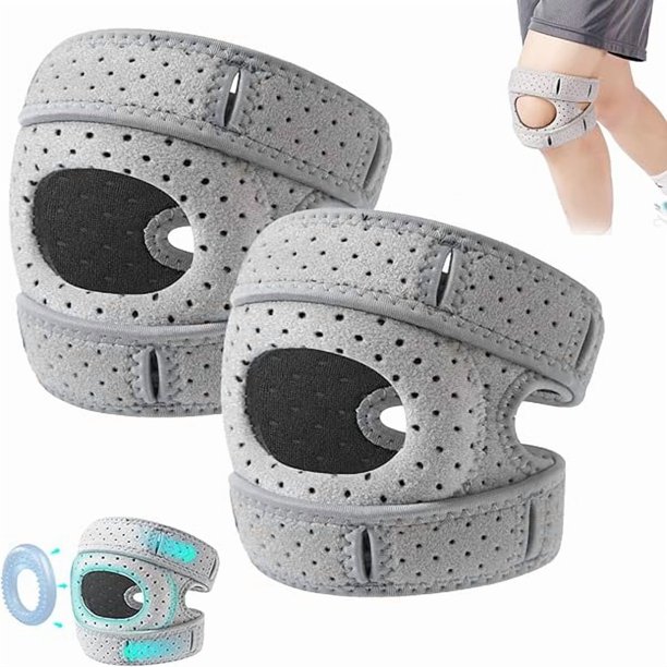 wonima44 Knee Brace for Women & Men - Adjustable Patellar Tendon Support Sleeves with Side Stabilizers & Patella Gel Pad, For Running, Cycling, Sports, and Workouts, Unisex (2Pcs, Large)