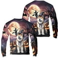 thumbnail image 3 of Spooky Halloween Night Witch Akita Glowing Pumpkins All Over Print 3D Sweatshirt Unisex Merch Inu Dog Lover - 12015, 3 of 6