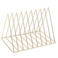 thumbnail image 3 of Creative Metal Triangle Iron Desktop Bookshelf Rack Holder for Books Magazine (Golden), 3 of 4