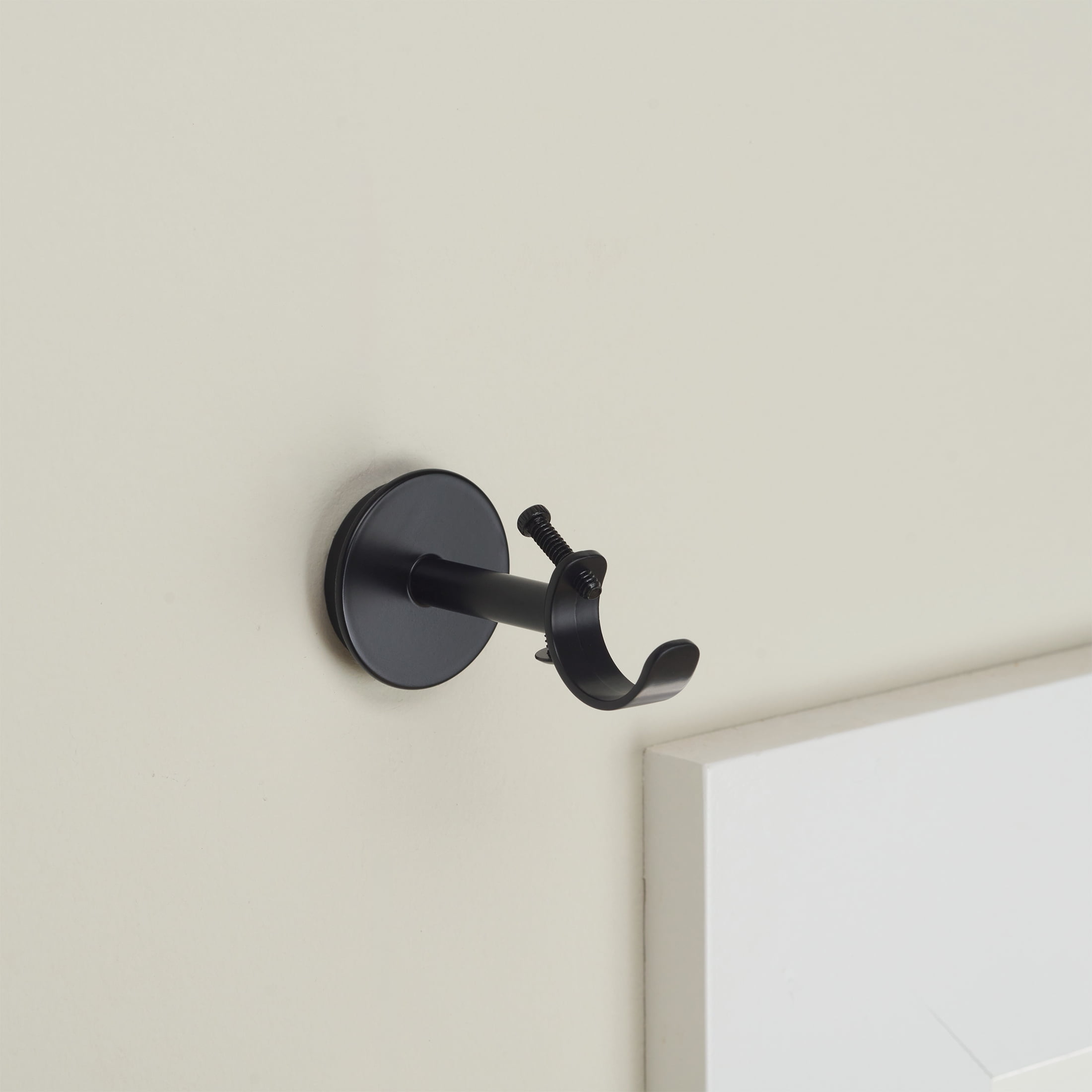 Better Homes & Gardens 1" Matte Black Adjustable Seamless Hidden Curtain Rod Bracket, Set of 2
