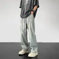thumbnail image 3 of Pantalones vaqueros para hombre, rotos, rectos, con agujeros, pantalones vaqueros para hombre, ropa de calle, rotos, diseñador, moda 2024, estilo coreano, Xs, 3 of 4
