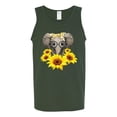 thumbnail image 2 of Elephant Sunflower Cute Love Animal Lover Mens Graphic Tank Top, Forest Green, 3XL, 2 of 3
