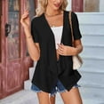 thumbnail image 4 of ATOYSOY Women's Short Sleeve Crochet Cardigan , Open Front Summer Eyelet Hollow Cardigan with Pockets Black L, 4 of 6
