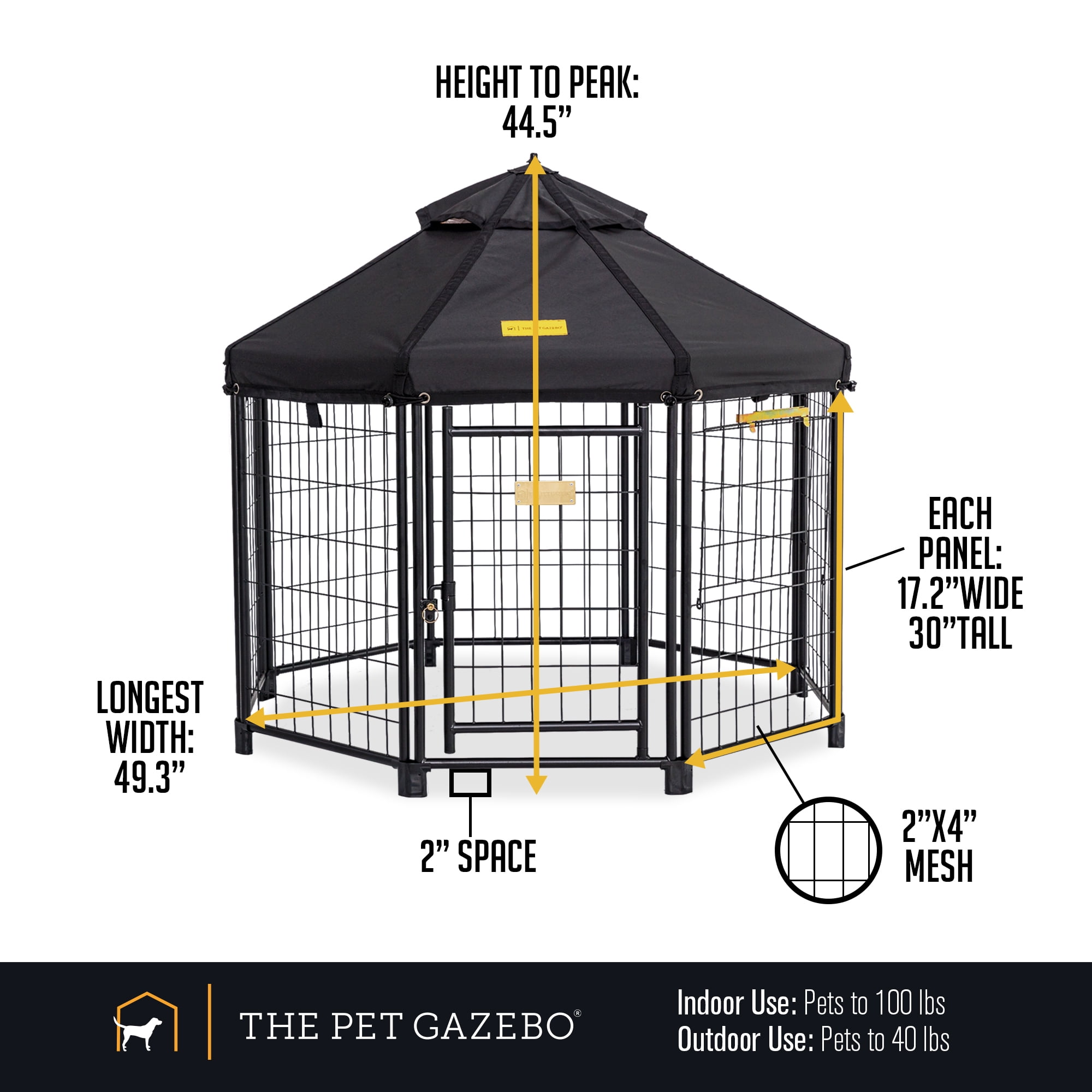 PET GAZEBO INDOOR AND OUTDOOR OCTAGONAL DOG KENNEL WITH POLYESTER COVER AND SIDE SUNSHADE, 4FT