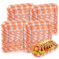 thumbnail image 1 of Bandejas de papel para salchichas Yinkin, 300 unidades, 14,5 x 5 x 2,5 cm (naranja), 1 of 6