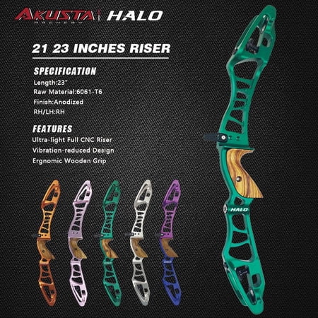 Akusta Halo Series 21 inch 23 inch ILF Riser Archery Recurve Bow Handle for Aluminum Alloy CNC Right Hand