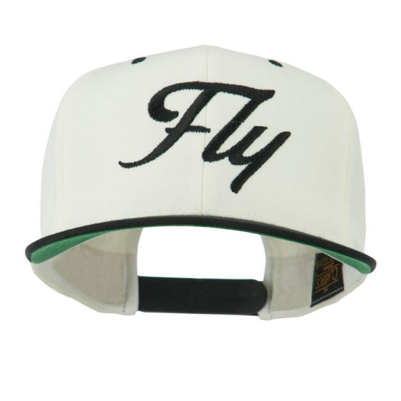 Fly Embroidered Flat Bill Cap - Natural Black OSFM