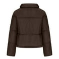 thumbnail image 4 of JGGSPWM Womens Cropped Puff Jacket Drawstring Hem Solid Lapel Collar Y2K Pocket Full Zipper Teen Girl Long Sleeve Winter Coat Coffee L, 4 of 7