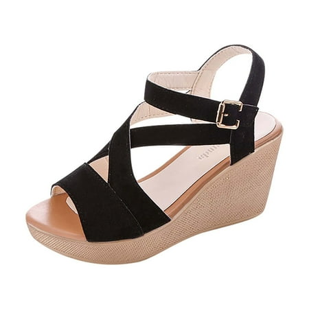 

Hvyesh Sandals for Women Platform Ankle Strap Womens Sandals Open Toe Espadrille Wedge Sandals for Women Concise Casual Summer Womens Shoes