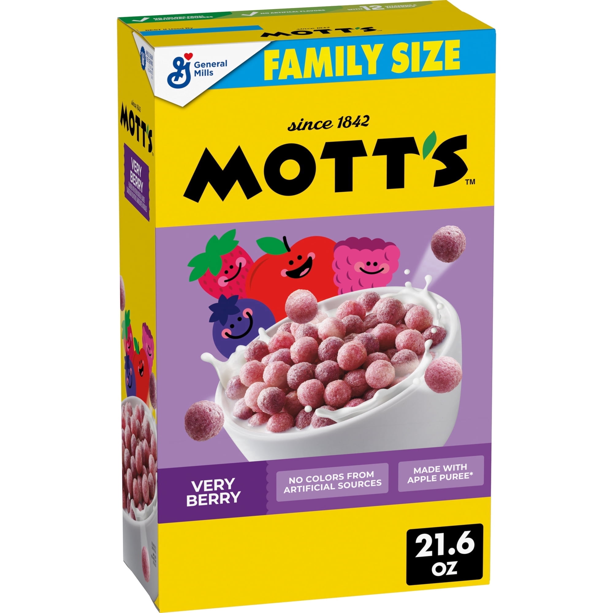 2 Pack - Mott's Very Berry Cereal, Made with Apple Puree, Whole Grain, Family Size, 21.6 oz