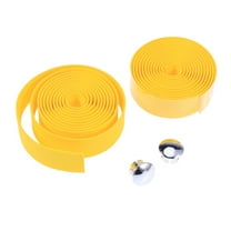 KAKOWELY Road Bike Handlebar Tape Yellow Cork Rubber Foam High Wear Resistance Impact Resistant 1 Pair 19.0x1.2x0.2in