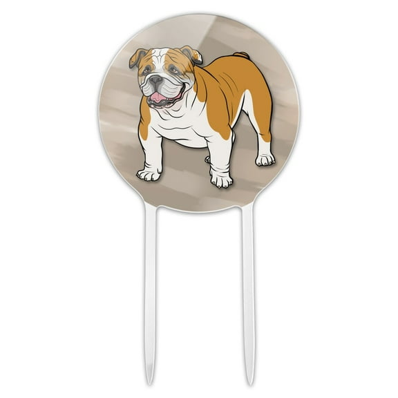 Acrylic English Bulldog Pet Dog Cake Topper Party Decoration for Wedding Anniversary Birthday Graduation