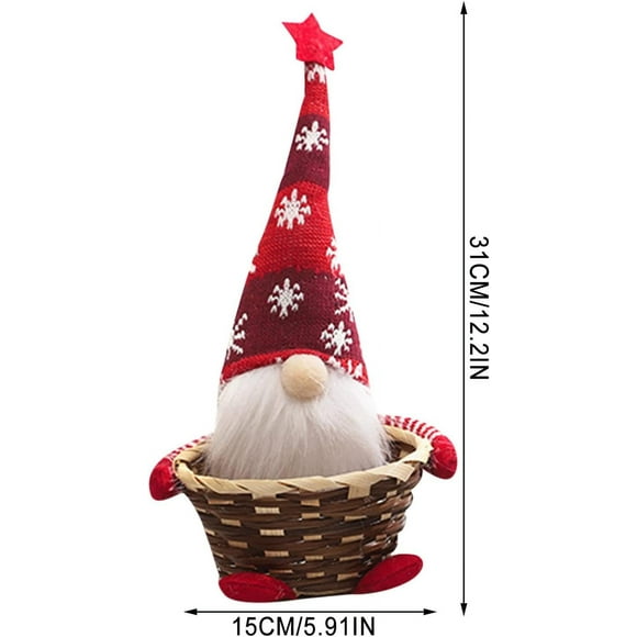Panier à Bonbons de Noël 1PCS pour la Maison Panier de Rangement de Bonbons de Vacances Panier de Rangement Scandinave Elfe Poupée Panier de Rangement de Bonbons de Noël Panier Tressé Décoration de Noël Plateau