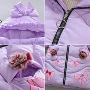 rudenlos Bowknot Zipper Hoodies Coat Kid Girls Thickened Winter Outfit (Purple 6-7T)