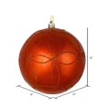 thumbnail image 2 of Vickerman N182618D 6 in. Burnish Orange Candy Ball Ornament with Circle Glitter Pattern  3 per Bag, 2 of 3