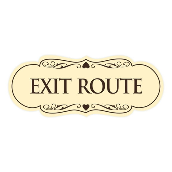Signs ByLITA Designer Exit Route Sign (Ivory/Dark Brown) - Medium