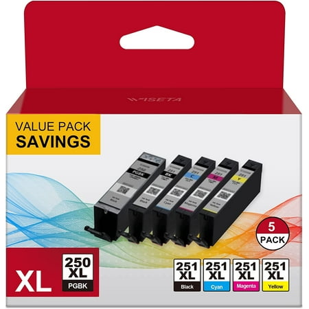 MX922 Printer Ink Cartridges for Canon 250 and 251 Ink Cartridges PGI-250XL CLI-251XL to Use with IX6820 MX920 MX922 IP8720 MG5520 (5 Pack)