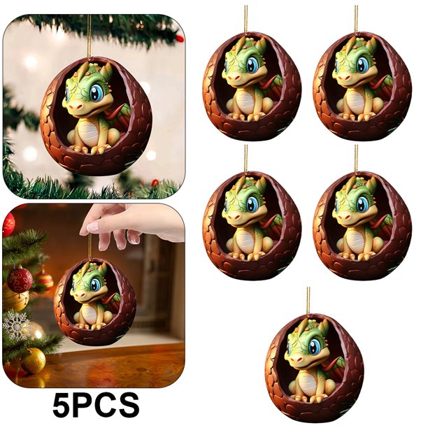 5 Piezas Dragón Navidad Lindos Recuerdos Fiesta Acrílicos (D)