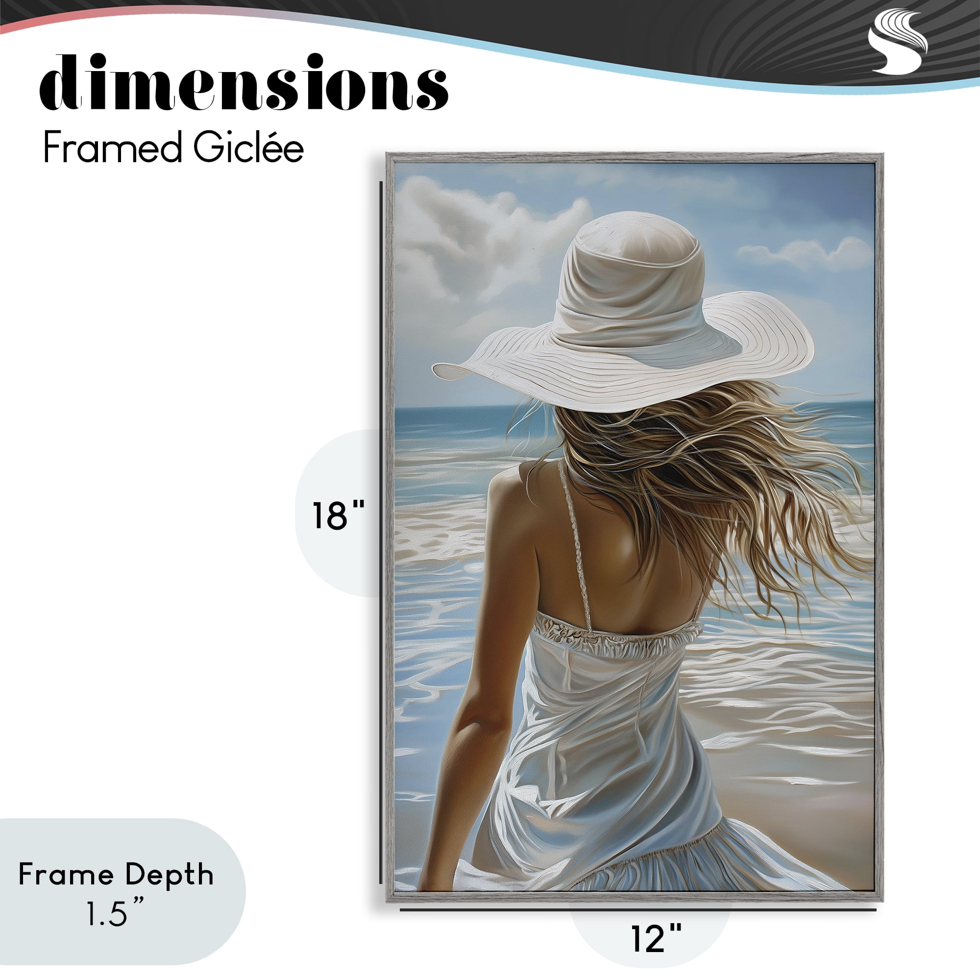 Stupell Industries Seaside Breeze & Flowing Dress Gray Framed Giclee Art, design by Imagine It Images