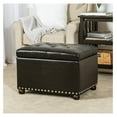 thumbnail image 2 of Leather Storage Ottoman, 24" Rectangle Tufted Foot Rest Stool, for Living Room Bedroom, Midnight Black, 2 of 8