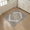 thumbnail image 3 of ODIKA 3'x5' Washable Throw Rug Key Meander Border Interlocking Maze Trellis Greek Geometric Refined Structured for Entryway, Kitchen, Mudroom, Stain Resistant, Low Profile, Non-Slip, 3 of 7