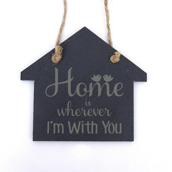 Darling Souvenir MADE WITH LOVE Home Housewarming Engraved Slate Hanging Christmas Tree Ornament With String Family Gift.