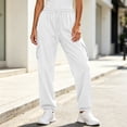 thumbnail image 5 of DYTTDG Women's Drawstring Elastic Waist Cargo Jogger Pants, Solid Color Loose Fit Casual Sweatpants with Side Cargo Pockets, 5 of 8