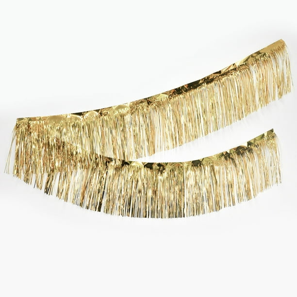 Nvzi 1 paquete de guirnalda de flecos de 118 x 11,8 pulgadas, guirnalda de flecos de papel de aluminio, guirnalda de papel de oropel metálico,decoraciones navideñas y más, dorado champán