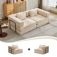 thumbnail image 2 of CARZZI Compression Floor Sofa Bed, 2-Seat Convertible Modular Sectional Couch with Fixed-Shape Frame, Comfy Foldable Mattress Boneless Sleeper Couch, Convertible Sofa for Living Room, Beige, 2 of 13