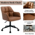 thumbnail image 4 of Modern PU Leather Office Desk Chair with Armrest, Height Adjustable Wide Seat Computer Task Chair for Home Office, Mid Back Accent Chair, Brown, 4 of 12