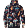 thumbnail image 7 of Pofeuu Mushroom Doodle Print Mens Casual Hooded Collar Drawstring Hoodies Pullover Sweatshirts Casual Long Sleeve Shirts-X-Large, 7 of 7